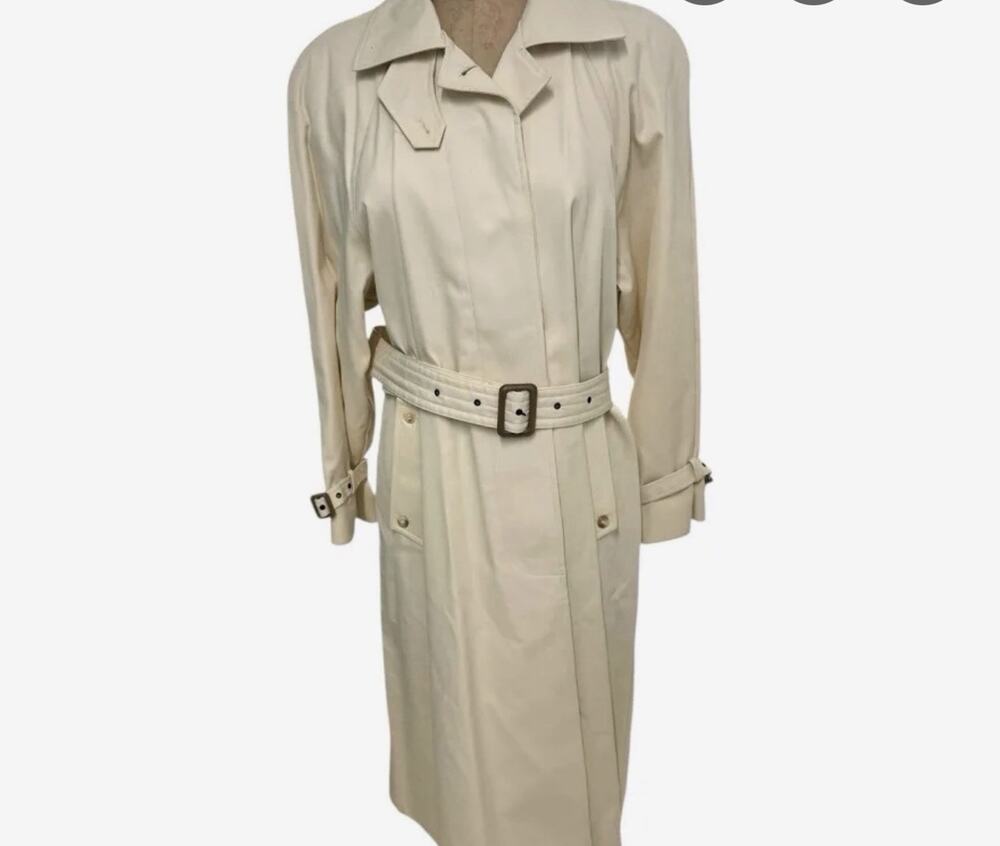 Evan Picone Women’s (Vintage) Trenchcoat Retro Heritage Old Money Cream Exlg